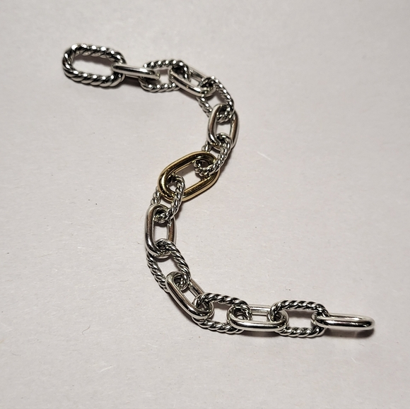 DY Madison Chain Sterling Silver and Gold Bracelet. #109 - Picture 2 of 14